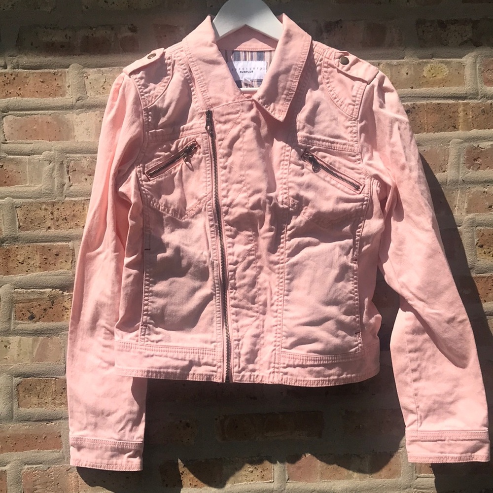 🎀2/$15 Sanctuary Surplus Coral Moto Jean Jacket